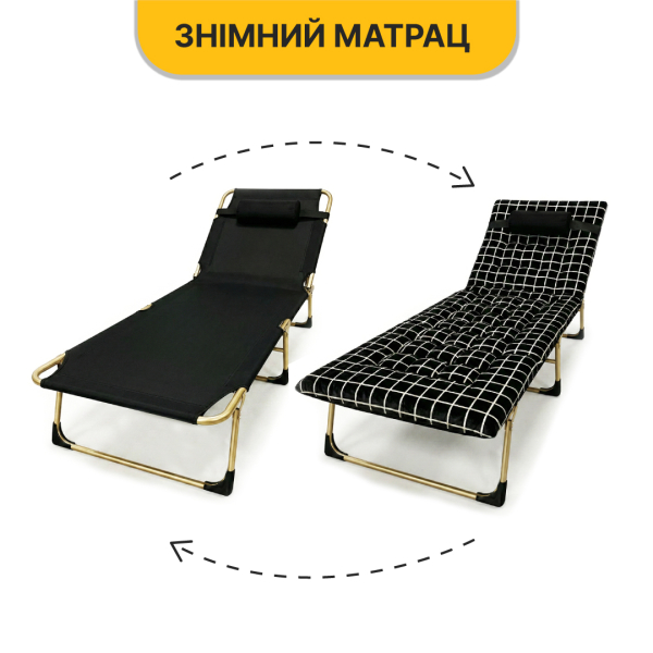 Розкладне ліжко (розкладачка) з оксамитовим матрацом і подушкою LEOBRO (LB-FB-B3-PAT) - фото №6