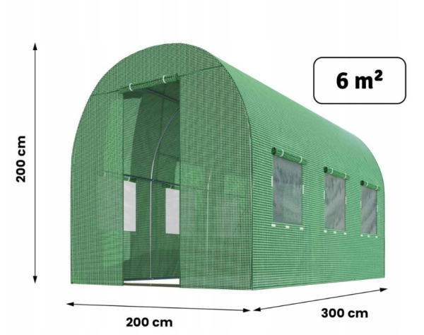Садова теплиця з вікнами Plonos 6m2 Зелена = 200х300х200 см (4910-A) - фото №4