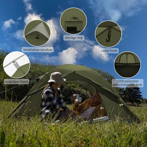Намет тримісний Naturehike P-Series CNK2300ZP028, темний оливковий - фото №5