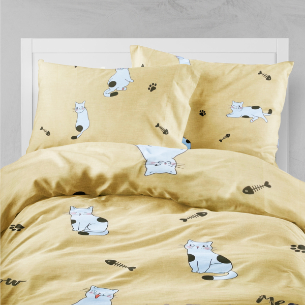 Постільна білизна бязь gold Коти 1 LoveYouHome Полуторні - фото