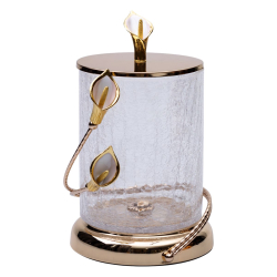 Цукерниця скляна 14×23 см з квітковим металевим декором цукерниця з кришкою HP-7-6