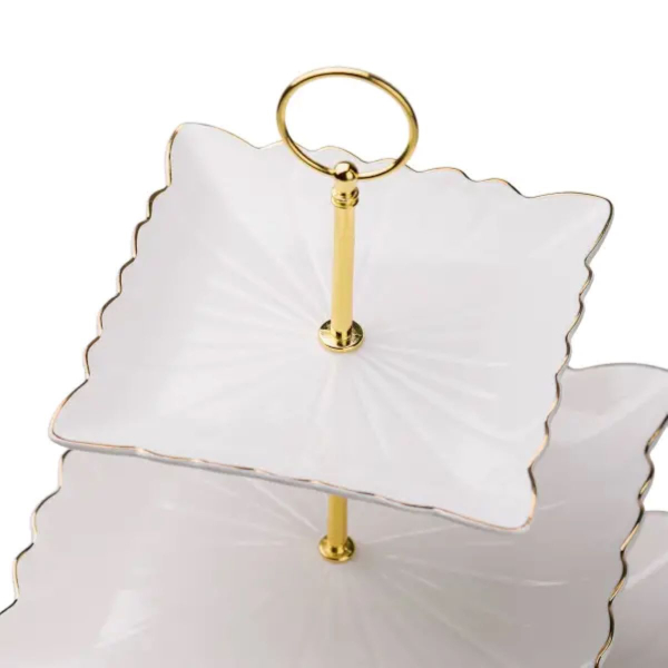 Етажерка для фруктів і десертів 3- ярусна квадратна, біла HP-7-730 - фото №6