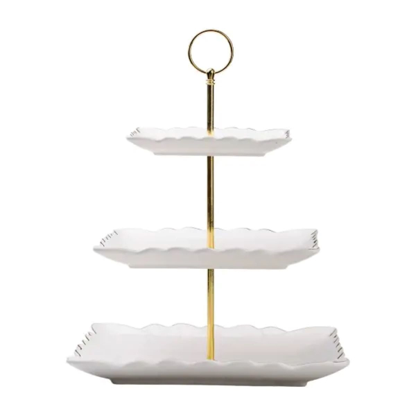 Етажерка для фруктів і десертів 3- ярусна квадратна, біла HP-7-730 - фото №5