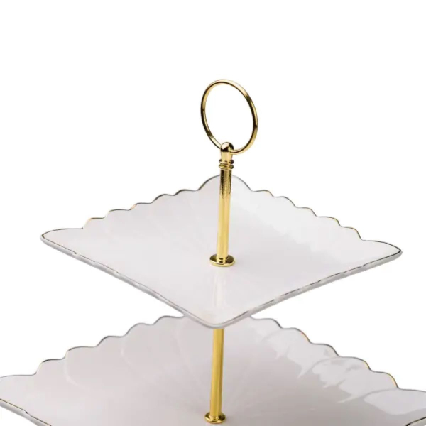 Етажерка для фруктів і десертів 3- ярусна квадратна, біла HP-7-730 - фото №3