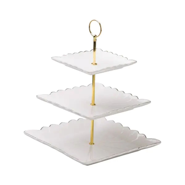 Етажерка для фруктів і десертів 3- ярусна квадратна, біла HP-7-730 - фото №2