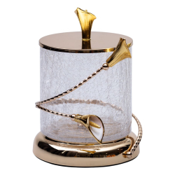 Цукерниця скляна 14×20 см з квітковим металевим декором цукерниця з кришкою HP-7-7