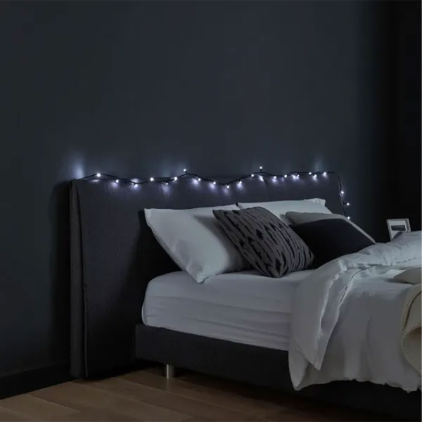 Новорічна кімнатна гірлянда нитка 6 м 50 LED чорний провід Білий W50LED6MBW - фото №8