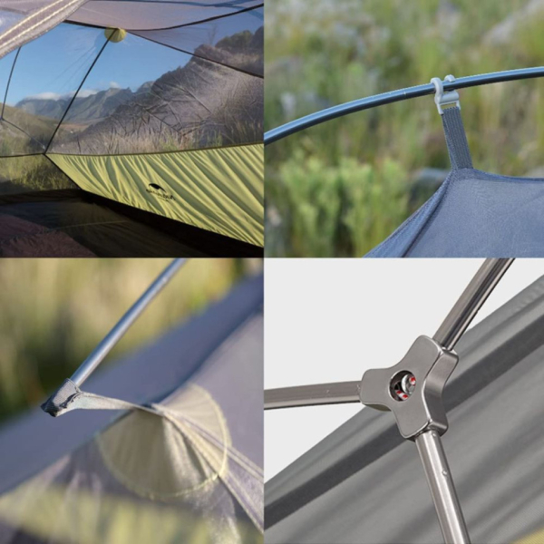 Намет надлегкий тримісний з футпринтом Naturehike Cloud Up 3 Updated NH18T030-T, 20D, темно-зелений - фото №3