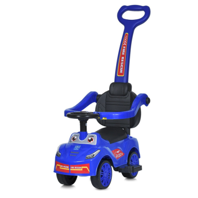 Дитяча каталка-толокар M 5763L-4 синій, з батьківською ручкою - фото