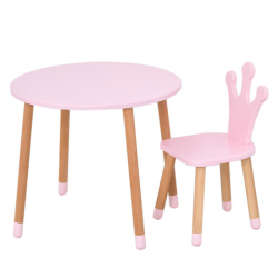 Столик зі стільцем "Корона" 06-025R-ROUND круглий, рожевий