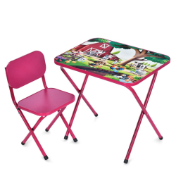 Дитячий столик складаний зі стільчиком M 5966-8 малиновий