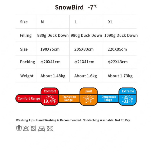 Спальник з натуральним пухом Naturehike Snowbird NH20YD001, p-р L, коричневий 980 г - фото №8
