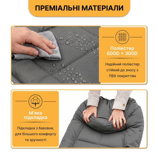 Розкладне ліжко (розкладачка) з вбудованим матрацом LEOBRO Grey (LB-FB-M1-GRY) - фото №6