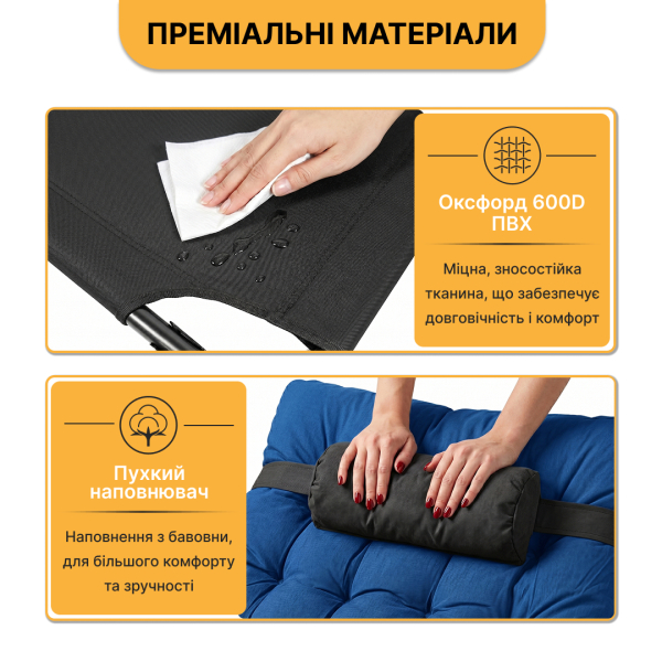 Розкладне ліжко (розкладачка) з матрацом і подушкою LEOBRO Blue (LB-FB-A1-BLU) - фото №9