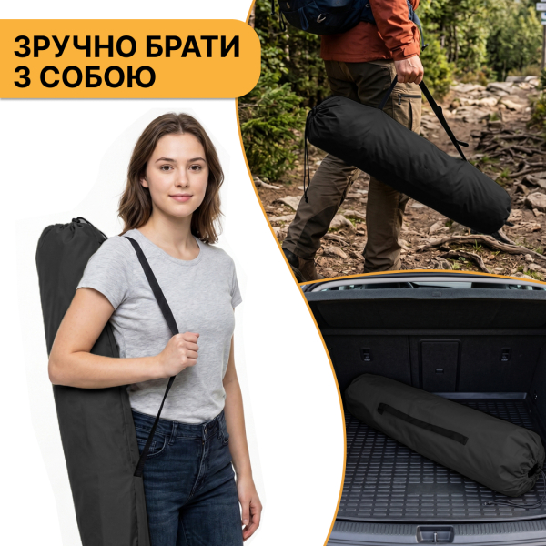 Туристична похідна розкладачка з Mesh-матрацом LEOBRO Black (LB-CC-L1-BLK) - фото №8