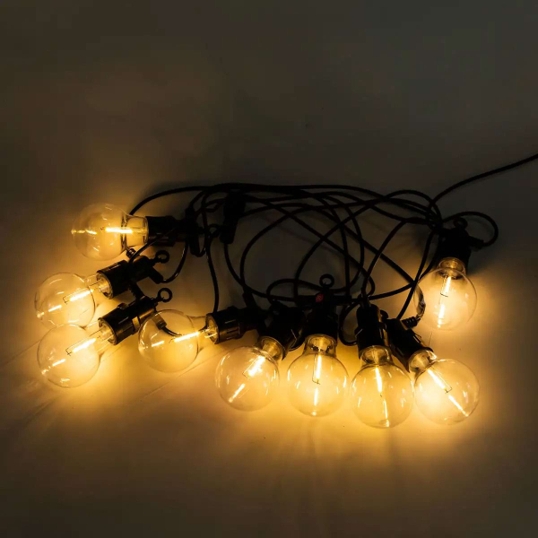 Ретро гірлянда вулична 10 LED лампочок 5 метрів жовта A60Y - фото №7