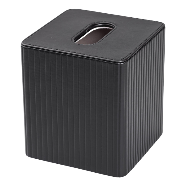 Серветниця з екошкіри квадратна 13х13х14.5 см органайзер для серветок на стіл, Чорний HP-3-201B - фото №3