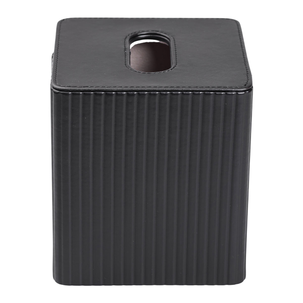Серветниця з екошкіри квадратна 13х13х14.5 см органайзер для серветок на стіл, Чорний HP-3-201B - фото №2