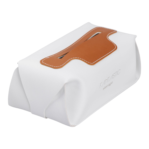 Серветниця з еко шкіри 21х12х8 см контейнер для серветок в автомобіль Білий HP-3-210W - фото №3