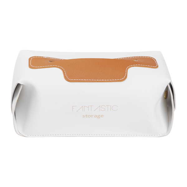 Серветниця з еко шкіри 21х12х8 см контейнер для серветок в автомобіль Білий HP-3-210W - фото №2