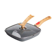 Алюмінієва сковорода-гриль 24 см зі скляною кришкою Квадрат сірий MGC HP-4-461G - фото №1