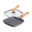 Алюмінієва сковорода-гриль 24 см зі скляною кришкою Квадрат сірий MGC HP-4-461G - фото №6