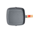 Алюмінієва сковорода-гриль 24 см зі скляною кришкою Квадрат сірий MGC HP-4-461G - фото №7