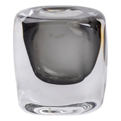 Ваза скляна прозора 10х7х11 см для квітів декоративна 120 мл Сіра HP-10-18