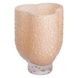 Ваза декоративна 13.5х13.5х18 см для квітів скляна фігурна фігурна ваза з кольорового скла 1 л Бежева HP-10-29