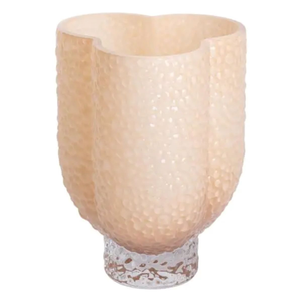 Ваза декоративна 18.5х16х25 см для квітів скляна фігурна ваза з кольорового скла 3 л Бежева HP-10-30 - фото №2