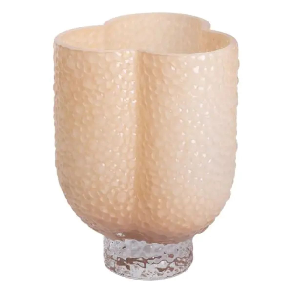 Ваза декоративна 18.5х16х25 см для квітів скляна фігурна ваза з кольорового скла 3 л Бежева HP-10-30 - фото