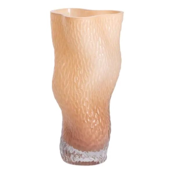Ваза для квітів скляна з тисненням 14.5х11х30 см ваза декоративна для інтер'єру 1.6 л Бежева HP-10-31 - фото №2