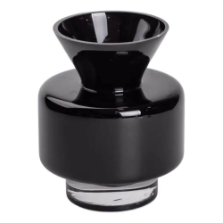 Ваза з кольорового скла для квітів 17.5 см декоративна ваза для декору та інтер'єру 1.5 л Чорна HP-10-32