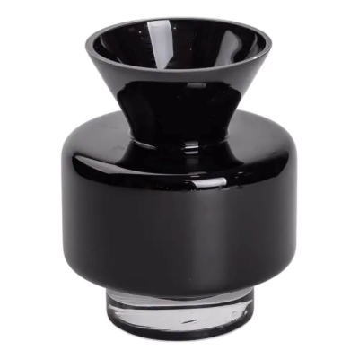 Ваза з кольорового скла для квітів 17.5 см декоративна ваза для декору та інтер'єру 1.5 л Чорна HP-10-32 - фото