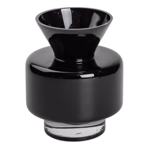 Ваза з кольорового скла для квітів 17.5 см декоративна ваза для декору та інтер'єру 1.5 л Чорна HP-10-32 - фото