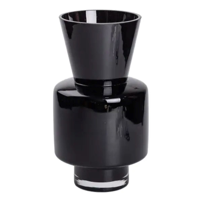 Ваза з кольорового скла для квітів 31 см декоративна ваза для декору та інтер'єру 4 л Чорна HP-10-33 - фото