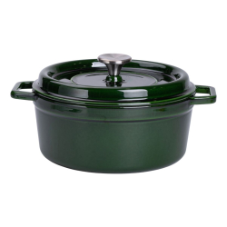 Каструля чавунна емальована 3,5 л з кришкою Ø24 см Зелена HP-1-1