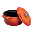 Каструля чавунна емальована 2 л з кришкою Ø20 см Помаранчева HP-1-2O - фото №3