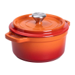 Каструля чавунна емальована 2 л з кришкою Ø20 см Помаранчева HP-1-2O - фото №2