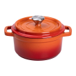 Каструля чавунна емальована 2 л з кришкою Ø20 см Помаранчева HP-1-2O - фото №1