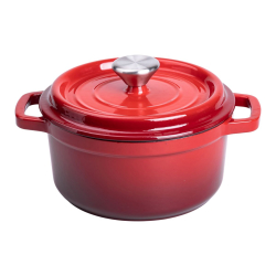 Каструля чавунна емальована 2 л з кришкою Ø20 см Червона HP-1-2R