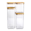 Банки для сипучих продуктів набір із 4 шт пластикові з бамбуковими кришками HP-1302 - фото №1