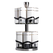 Набір для спецій на підставці 12 шт. 120 мл карусель для спецій Білий HP-1315 - фото №3