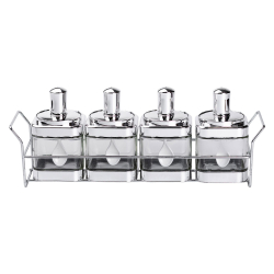 Набір банок для сипучих продуктів 4 штуки 350 мл скляні на підставці HP-1340