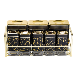 Набір для приправ та спецій на підставці 8 штук з кришками Чорний HP-1364