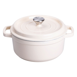 Каструля чавунна емальована 3 л з кришкою Ø24 см Бежева HP-1-3BE