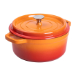 Каструля чавунна емальована 3 л з кришкою Ø24 см Помаранчева HP-1-3O - фото №2