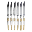 Набір столових ножів 6 штук ножі сервірувальні з нержавіючої сталі 22.7 см Срібло з золотом HP-20-36 - фото №1