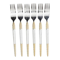 Набір столових виделок 6 штук виделка з нержавіючої сталі 21 см Срібло з золотом HP-20-38