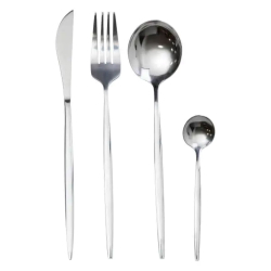 Набір столових приборів 24 предмети набір ложок виделок і ножів на 6 персон Сріблястий HP-20-42